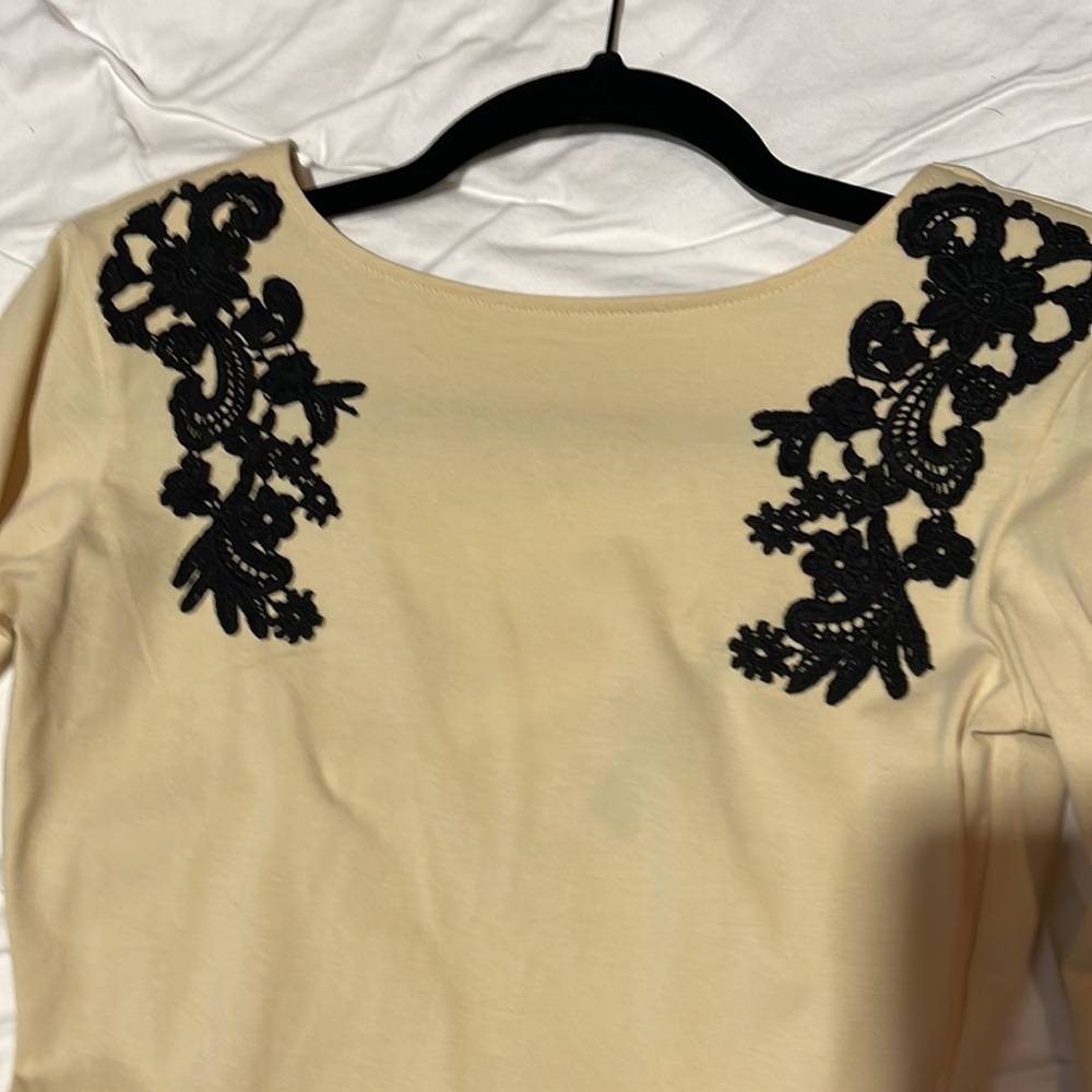 MOTEL ROCKS Gina Bodycon Dress Ivory/Black Lace S NWOT *As Seen On!* - Picture 4 of 6